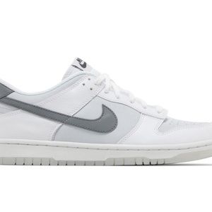 Nike White and Gray Dunk Low Sneakers